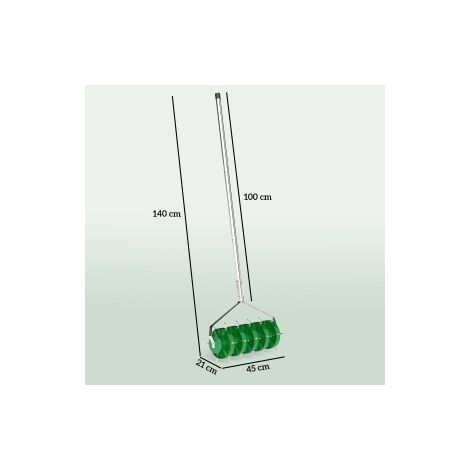 Aérateur de gazon manuel 45 cm en métal avec 30 pointes en fer et barre d'appui pour jardin pelouse et cour (1/5)