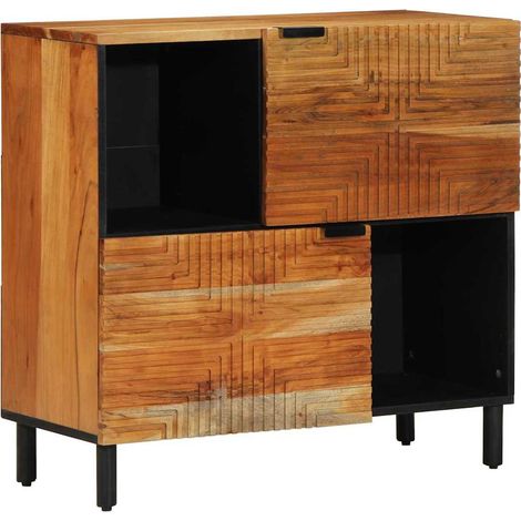 Sideboard mit Regal Natur 80 x 33,5 x 75 cm Massivholz Akazie