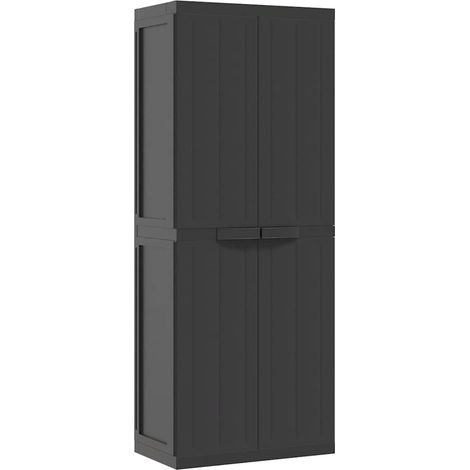 Armoire de rangement d'extérieur noir 65x37x165 cm PP (1/5)