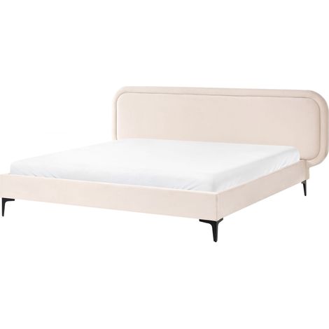Bett mit Lattenrost Samtstoff SUZETTE 180 x 200 cm Hellbeige