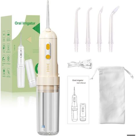 Chasse dents électrique - 4 modes de nettoyage IPX7 étanche - Hygiène bucco dentaire - Sans fil
