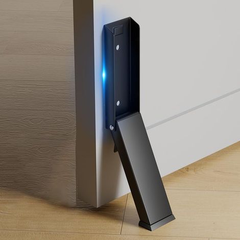 Butée De Porte, Arret De Portail Actionné Par Le Pied En Acier Inoxydable, Butee de Portail Magnetique, Securite Porte D'entrée, Door Stopper Pour Tapis, Planchers En Bois, Noir (1/5)