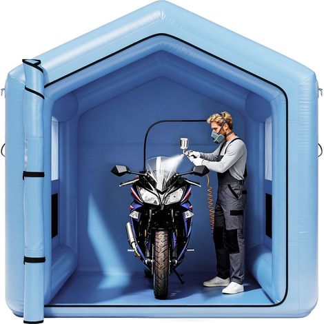 Aufblasbare Lackierkabine 3 x 2,5 x 2,5 m mit leistungsstarkem 550-W-Ventilator und Filtersystem für Fahrräder, Motorräder und Karosserien (1/5)