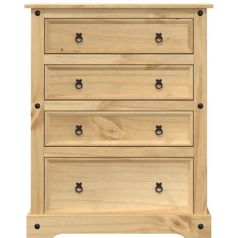 vidaXL Kommode Corona 92x48x120 cm Massivholz Kiefer Braun