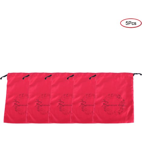 5er-Pack multifunktionale Polyester-Beutel mit Kordelzug zur Aufbewahrung von Schmuck, Unterwäsche, Kosmetik und Parfüm, Rot (1/5)