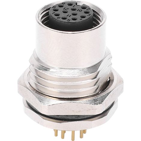Metallsteckverbinder für Einbaufrontplatten, F1-Bohrung, Lötanschluss, 12 Pins, Schutzart IP67 (wasserdicht), M12-F1-S12 (1/5)