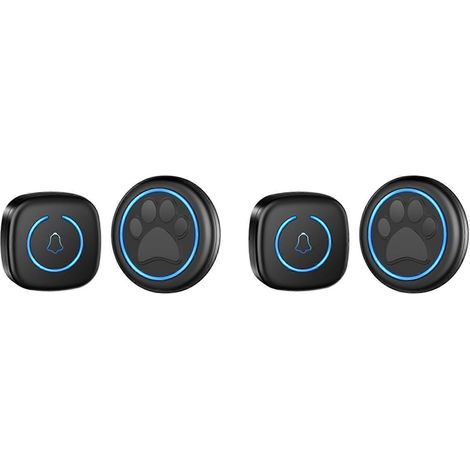 Sonnette sans fil 2X pour chats et chiens, portée de 300 m, 60 mélodies, volume élevé, étanche, sonnette de dressage connectée, prise US, noire (1/5)