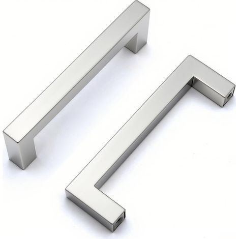 Lot de 2 - Poignée de tiroir - Bouton de meuble - Acier inoxydable 304 - Résistant à la corrosion pour cuisine et armoire - Argenté - 96 mm (1/5)