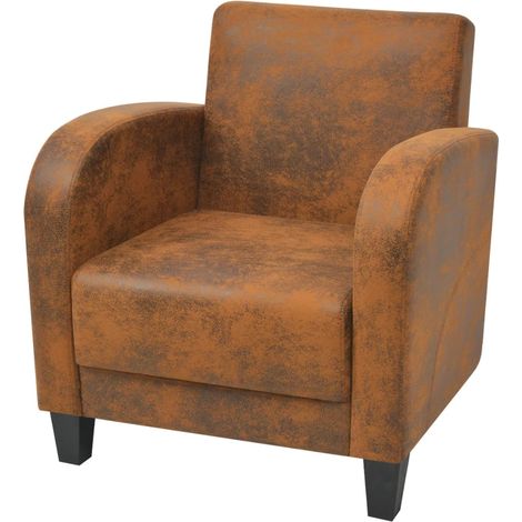 Fauteuil Marron - Fauteuil de Relaxation Fauteuil Rela Similicuir daim (1/5)