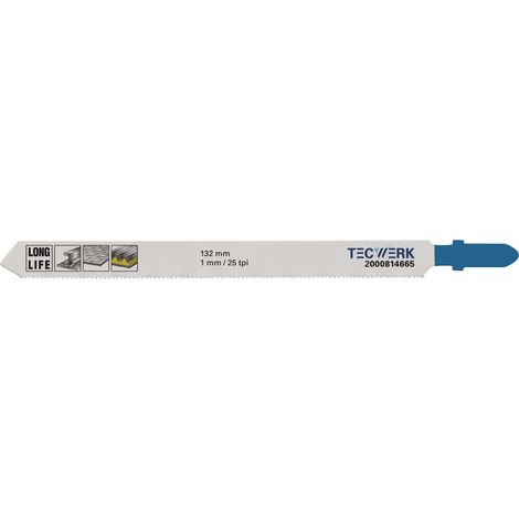 Hoja  de  sierra  de  calar  Long.  total  132mm  Paso  de  dientes  1mm  BIM  5  unidades/tarjeta  TECWERK (1/2)
