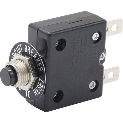 Disjoncteur 15A Interrupteur thermique de réinitialisation en option, 125-250V AC 50V DC Disjoncteur à bouton-poussoir de protection contre les surcharges de courant