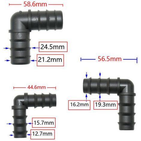 Connecteur de tuyau d'irrigation goutte à goutte en PE,coude en T,réparation de bouchon d'extrémité,jardin-20mm x 4pcs-53.5mm (1/4)