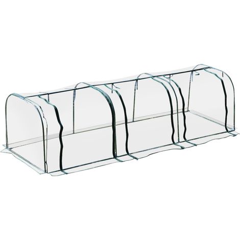 Kit de serre tunnel de jardin en PVC et métal (11,5 pi de longueur x 3,25 pi de largeur x 2,5 pi de hauteur) pour la culture de légumes et de fleurs (1/5)