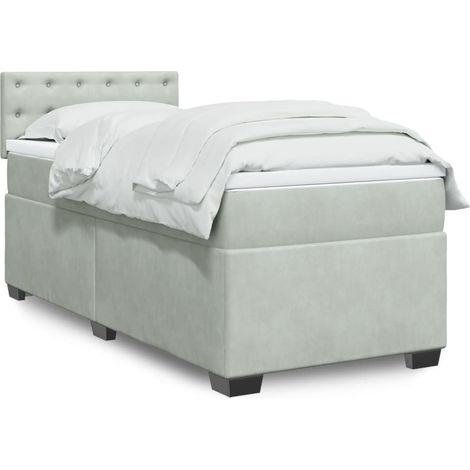 Boxspringbett mit Matratze Hellgrau 90x200 cm Samt