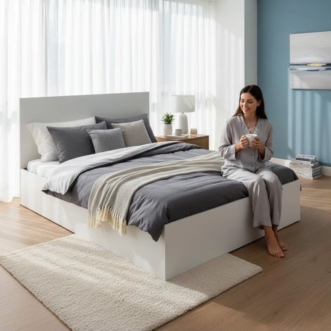 letto piazza e mezza contenitore bellahome "small double" bianco 120x190 cm