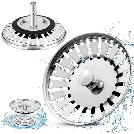 LaBlanc – 2er-Pack Spülbecken-Siebe/Ablaufstopfen für Spülbecken, Abflussstopfen, Küchen-/Badezimmer-Siebe, 84 mm Durchmesser mit Kugelende, Edelstahl (1/5)