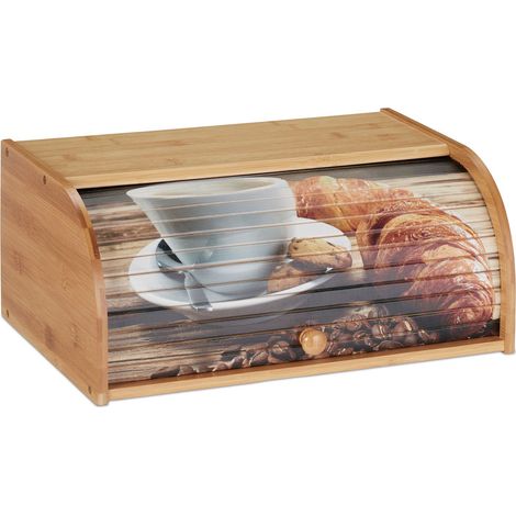 Relaxdays – Boîte à pain en bambou avec couvercle coulissant – Dimensions 17x40x27cm – Conserve le pain et les pâtisseries – Esthétique naturelle