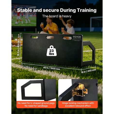 Planche de Rebond de Football, Mur de Football Portable 100x40 cm avec Rebond à 2 Angles, en HDPE, Équipement d'Entraînement de Football pour Enfants et Adultes, Entraînement de Passe et de Tir (1/5)