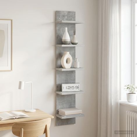 vidaXL Étagère Murale Gris béton 22 x 15 x 100 cm Bois d'ingénierie (1/5)