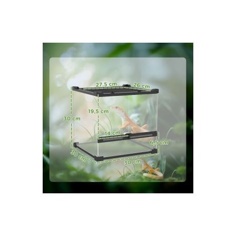 Terrarium en verre pour reptiles avec fond surélevé étanche et fermeture sécurisée à bouton pour maison, salon et élevage (1/5)