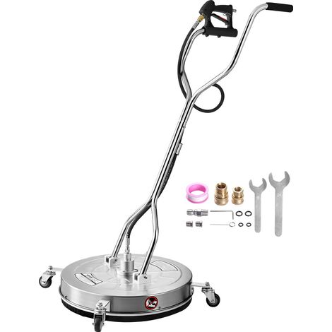 Nettoyeur de surface pour nettoyeur haute pression 612 mm, accessoire nettoyeur sol en acier inox avec 4 roues, 310 bar max. connecteur 0,95 cm 2 buses de pulvérisation pour béton patio trottoir (1/5)