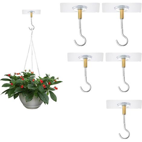 Filiyano-Lot de 6 crochets de suspension auto-adhésifs sans perçage, fixations murales, supports pour luminaires de cuisine extérieure, suspensions (1/5)