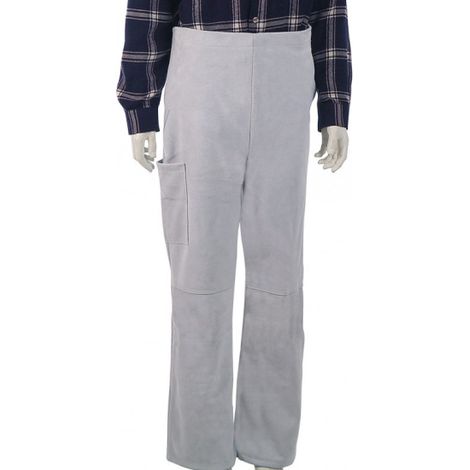 Pantalon de Soudeur en Cuir Croûte Bovin SINGER - Coutures Aramide - Fermeture Auto-Agrippante - Norme EN ISO 11611 - Taille M