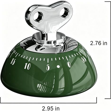 Minuterie cuisine mécanique rétro rouge 60 minutes compte à rebours aimantée remontage manuel sonnerie forte pour cuisson maison (verte et plastique) (1/4)