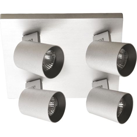 Spot De Plafond Modo À 4 Lumières En Aluminium Moulé Sous Pression, Finition Aluminium Brossé, Culot Gu10, Design Moderne Pour L'Éclairage Intérieur (1/3)