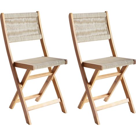 Gartenstuhl 2er Set PROSSEDI klappbar Akazienholz Beige