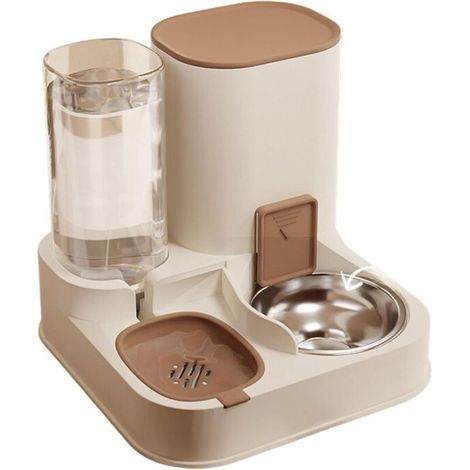Mangeoire et Abreuvoir 2 en 1 pour Chats et Chiens, Distributeur Automatique de Nourriture et d'Eau