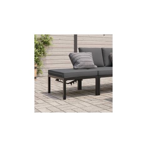 Tabouret de jardin avec coussin noir aluminium (1/5)