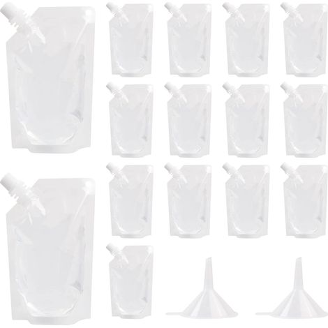 Pochette à Boisson - 15 Pièces - Plastique Alimentaire - Étanche et Réutilisable - Camping Plage Cinéma - 200ml Transparent (1/5)