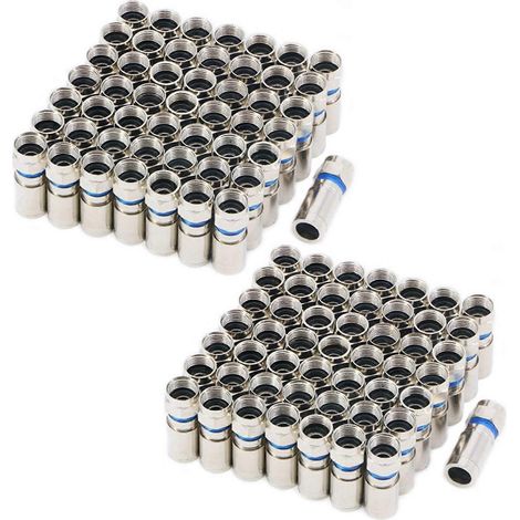 Adaptateur coaxial à compression RG6 de type F, compatible avec la télévision par satellite et par câble (100 pièces par paquet) (1/5)