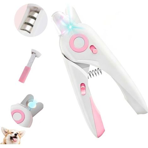 Tagliaunghie 4 in 1 per animali domestici con luce LED, raccoglitore di unghie, lima e lama in acciaio inossidabile per cani e gatti (1/5)