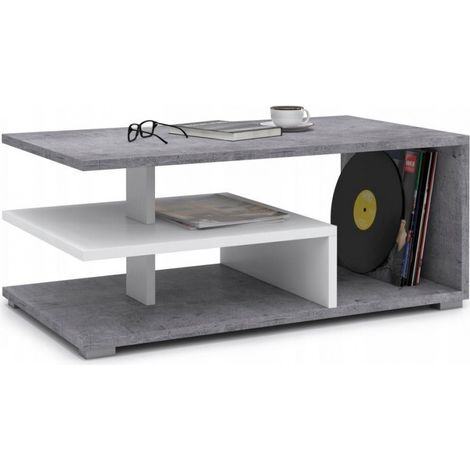 TABLE BASSE RISTOFF BETON 90 CM AVEC ETAGERES (1/4)
