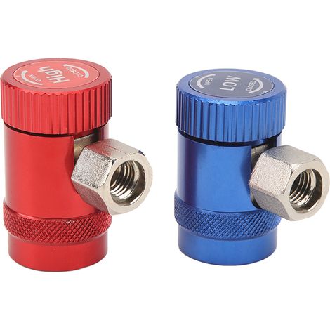 Lot de 2 raccords rapides R1234yf, port mâle 1/4 pouce, adaptateur manuel haute/basse pression, connecteur pour climatisation auto. (1/5)