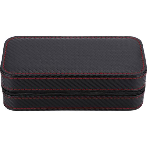 Étui de voyage portable pour montres en fibre de carbone avec 2 emplacements et revêtement cuir