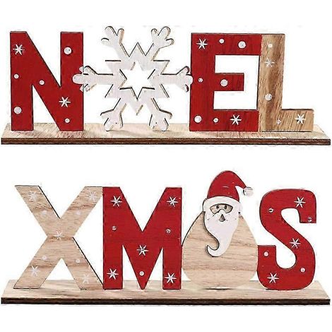 Décorations de Noël en bois, panneau en bois du Père Noël, centre de table pour les fêtes de Noël. (1/5)