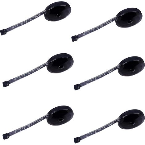 Lot de 6 mètres ruban, rétractables et flexibles, avec double échelle.