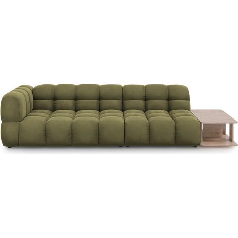 Canapé modulable droit 4 places en velours vert clair (1/5)