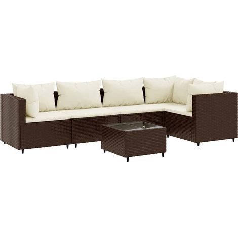 Maison Exclusive - Set Mobili da Giardino 6pz con Cuscini in Polyrattan Marrone