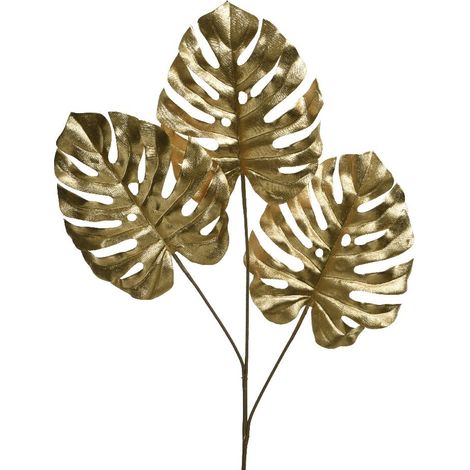RAMO DECORATIVO FOGLIE MONSTERA 50X2.5X74 CM ORO