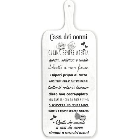 Lupia - Tagliere Decorativo LIGHT WHITE con manico in Legno 15x37 cm Regalo per la festa dei NONNI, compleanno, anniversario, onomastico (1/2)