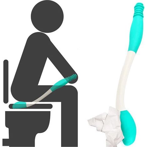 1 Aide à l'essuyage, poignée ergonomique, longueur 38 cm, plastique robuste, pour personnes âgées (1/5)