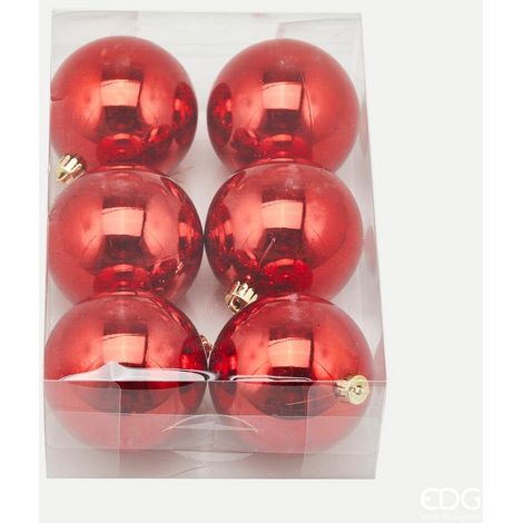 EDG Enzo De Gasperi Palla Natale Poly D 8 Cm Lucida Red Cf 6 Pz