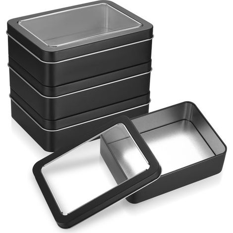 Set di 4 robuste scatole di metallo, resistenti e a prova di perdite, dimensioni 12,5 x 9 x 3,5 cm. (1/5)