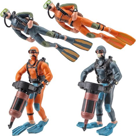 4 Figurines de Plongeurs Miniatures pour Aquarium, Décoration de Table Scénique Sous-Marine et Aventure (1/5)