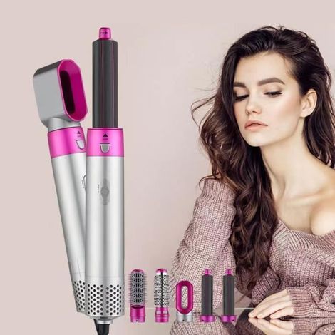 Sèche-cheveux Peigne Air Chaud Styler Peigne - ALCOMTRUE - 5 En 1 Multifonctionnel - Femme - Violet - Noir (1/4)