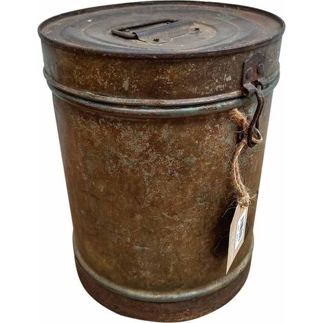 Bidón de metal marrón 23x23x20